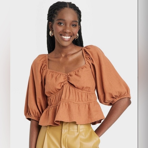 Boho Top Puff Sleeved NWT! - Picture 1 of 10